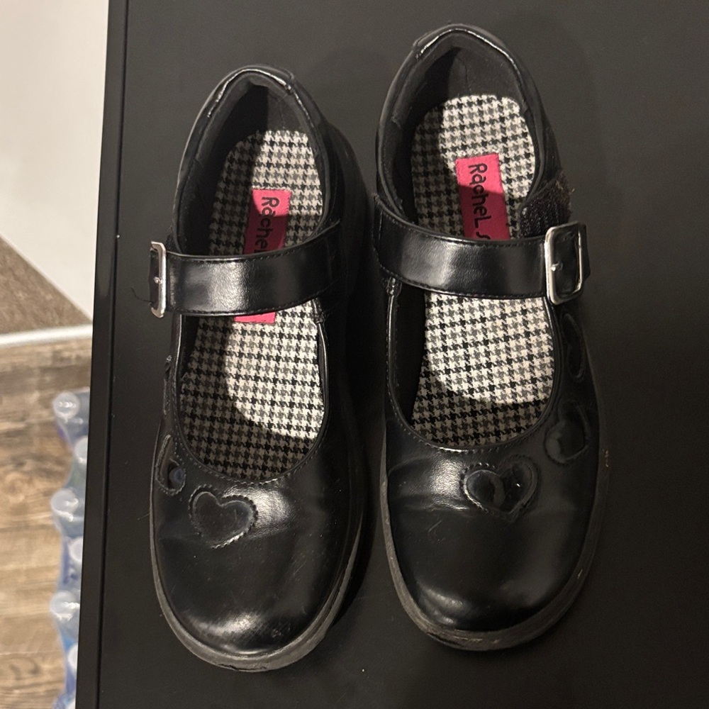 Rachel Kids Black Heart Mary Jane Shoes